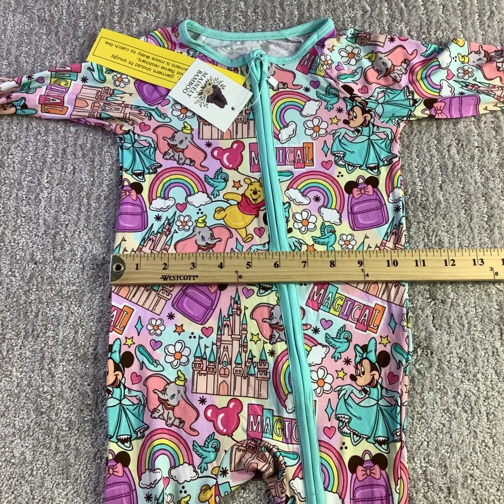 Mainely Bamboo Magical Disney Character Print Zip Up Sleeper 18-24M NWT